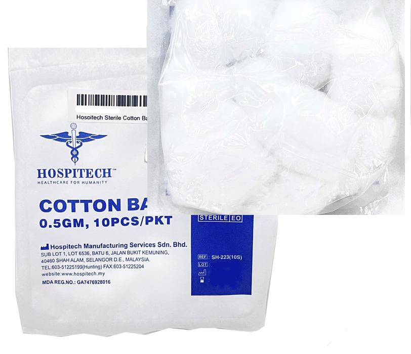 Hospitech Sterile Cotton Balls - 10’S/Packet
