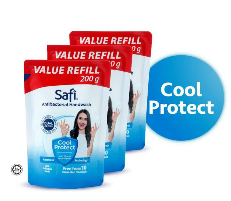 Safi Antibacterial Handwash Refill Cool Protect - 3'S x 200g