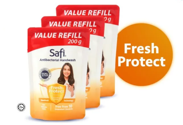 Safi Antibacterial Handwash Refill Fresh Protect - 3'S x 200g